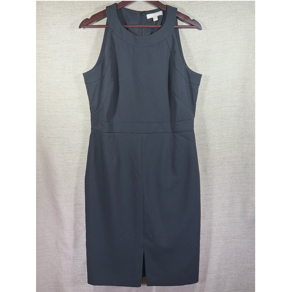 Banana Republic Sheath Dress Womens 12 Black Excellent Sleeveless Jewel Neck LBD